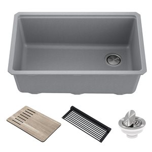 Kraus Undermount Granite Sink with Accessories - 30-in - Metallic Grey