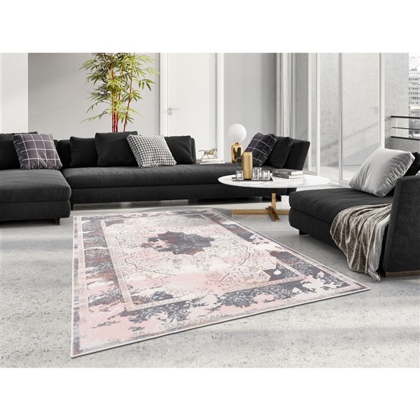 Segma Shiruki Katya Rectangular Area Rug - Machine-Made - Pink - 5-in x 8-in