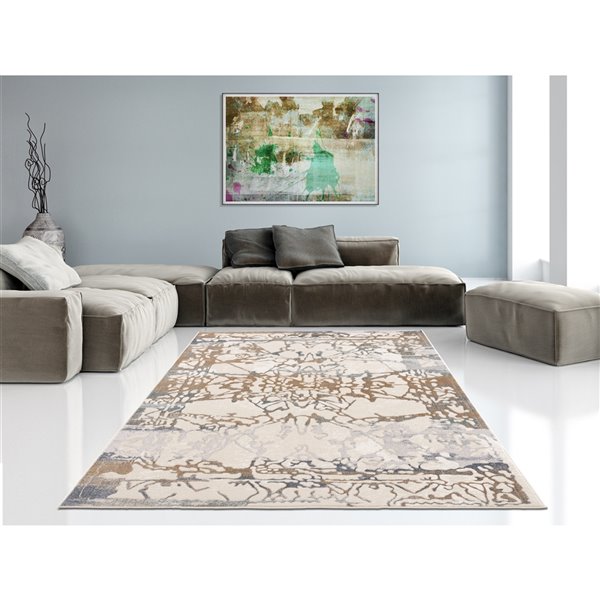 Segma Shiruki Devika Rectangular Area Rug - Machine-Made - Off-white - 8-in x 11-in