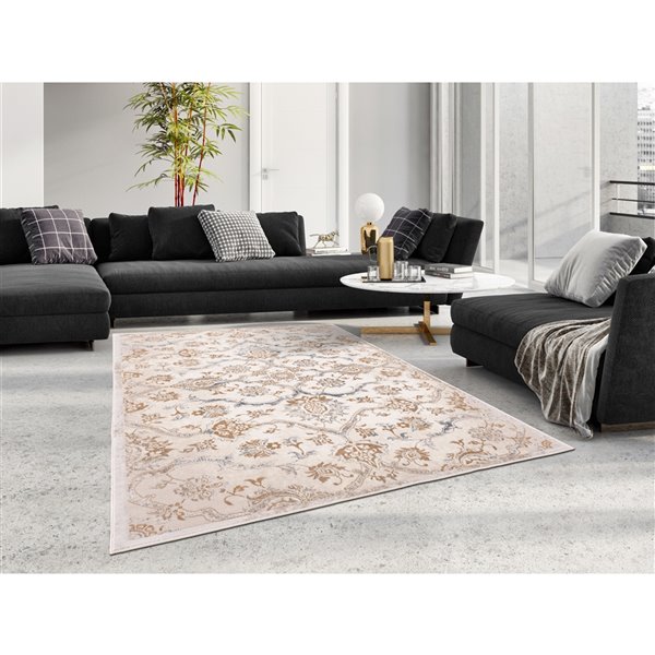 Segma Shiruki Ashanti Rectangular Area Rug - Machine-Made - Off-white - 8-in x 11-in