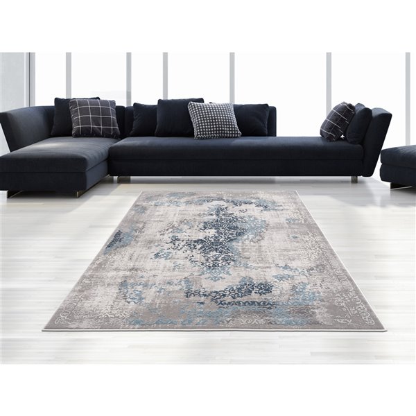 Segma Shiruki Larry Rectangular Area Rug - Machine-Made - Grey/Silver - 5-in x 8-in