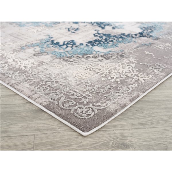 Segma Shiruki Larry Rectangular Area Rug - Machine-Made - Grey/Silver - 5-in x 8-in