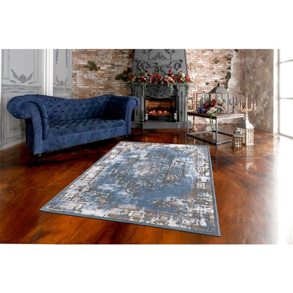 Segma Shiruki Ivy Rectangular Area Rug - Machine-Made - Blue - 8-in x 11-in