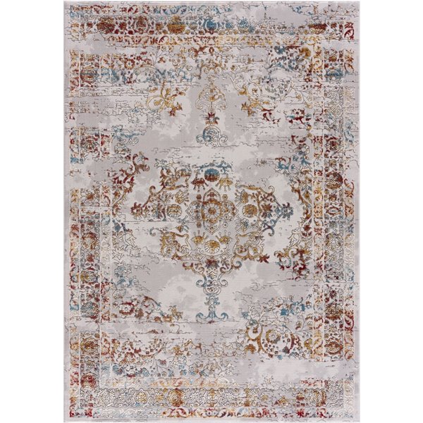 Segma Shiruki Emma Rectangular Area Rug - Machine-Made - Grey/Silver - 5-in x 8-in