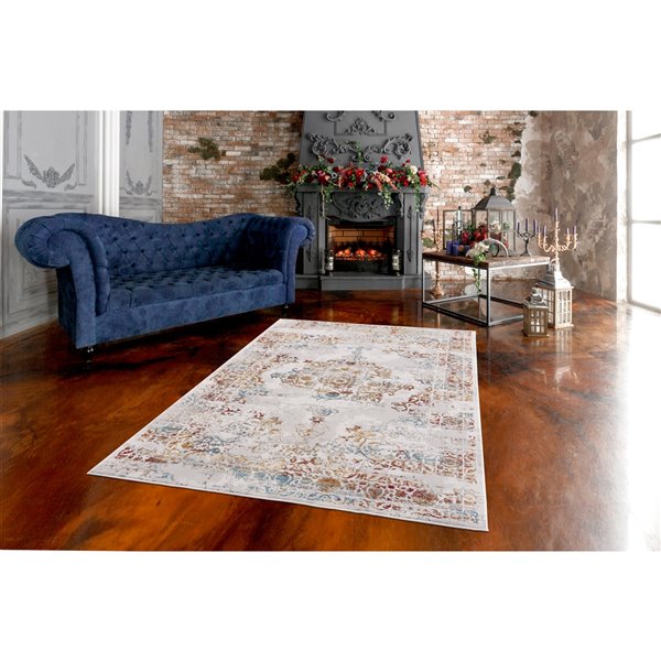 Segma Shiruki Emma Rectangular Area Rug - Machine-Made - Grey/Silver - 5-in x 8-in