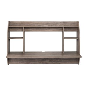Bureau en porte-à-faux large Prepac de style moderne, stratifié, gris