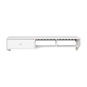 Bureau en porte-à-faux moderne avec tiroir de Prepac, stratifié, blanc