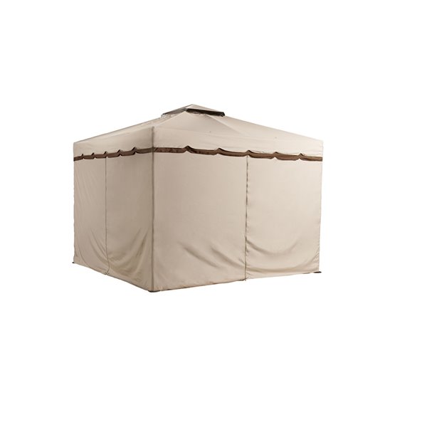 Sojag Roma 10-ft Square Beige/Brown Semi-Permanent Aluminum Sun Shelter with Screens ans Curtains