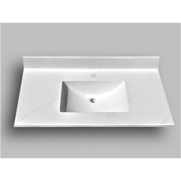 The Marble Factory Carrara, 37 Vanity Top With Sink