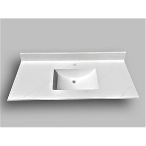 Comptoir de salle de bains The Marble Factory lavabo rectangulaire 49 po x 22 po marbre Carrara blanc