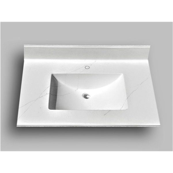 The Marble Factory Carrara, 25 Inch Bathroom Vanity Top With Sink