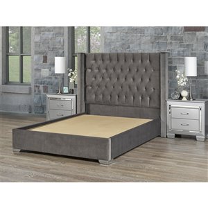 5 Brother's Upholstery Kona Full Platform Bed - Grey Velvet