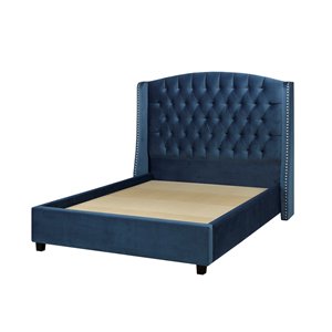 5 Brother's Upholstery Sophia Full Platform Bed - Dark Teal Velvet