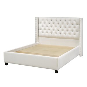 5 Brother's Upholstery Santa Fe King Platform Bed - Ivory