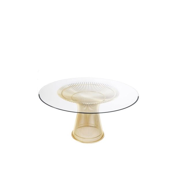 Plata Import Palma Glass Dining Table with Gold Base CT2101BG RONA