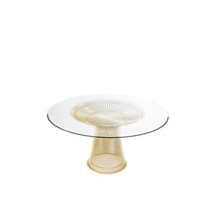 Plata Import Palma Glass Dining Table with Gold Base