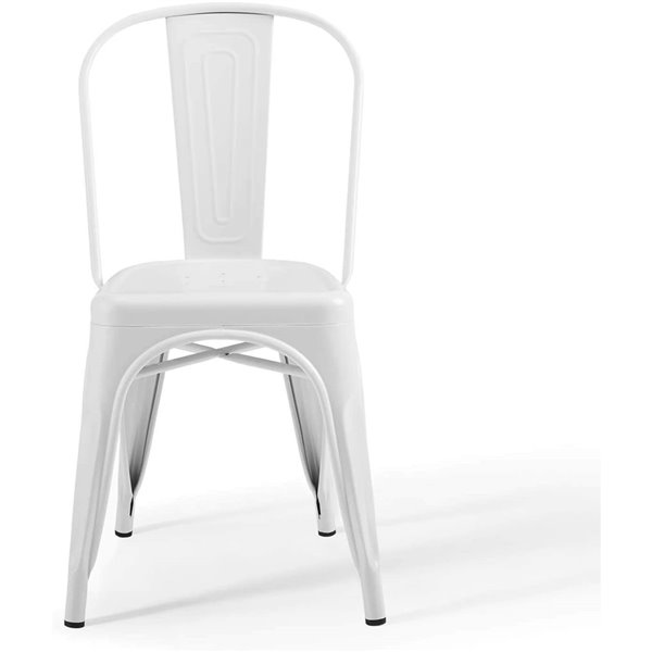 Plata Import Tolix Armless Metal Chair - Set of 4 - White