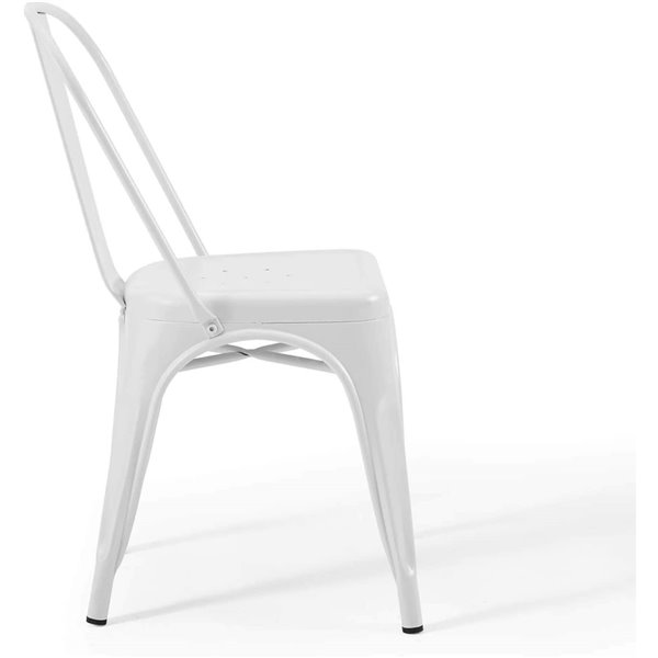 Plata Import Tolix Armless Metal Chair - Set of 4 - White