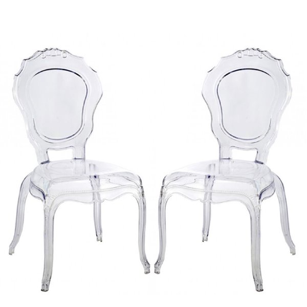 Plata Import Princess Armless Elegant Polycarbonate Chair - Set of 2 ...