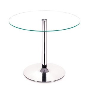 Plata Import Sir Glass Dining Table with Pedestal Base - 39-in - Chrome