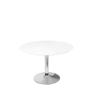 Plata Import Gubi Dining Table with Pedestal Base - White/Chrome