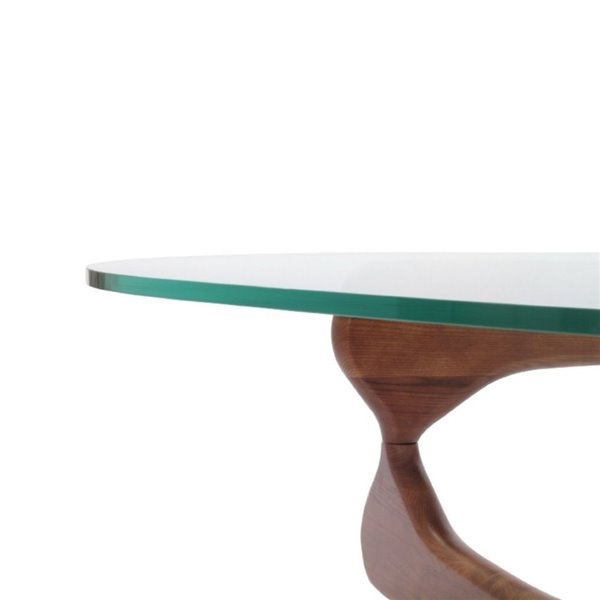 Plata Import Noguchi Glass Coffee Table with Wood Base