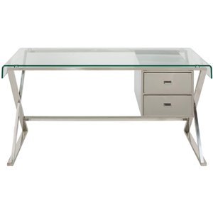 Plata Import Dream Metal and Glass Desk - 30-in x 55-in