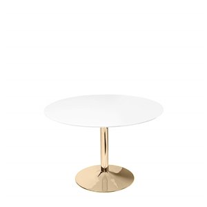 Plata Import Gubi Dining Table with Pedestal Base - White/Gold
