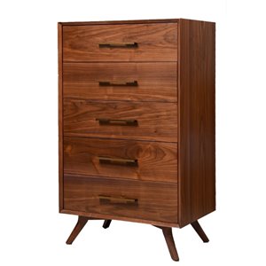 Plata Import West Tall Boy ll Stylish Wood Dresser - 18-in x 46-in - Brown