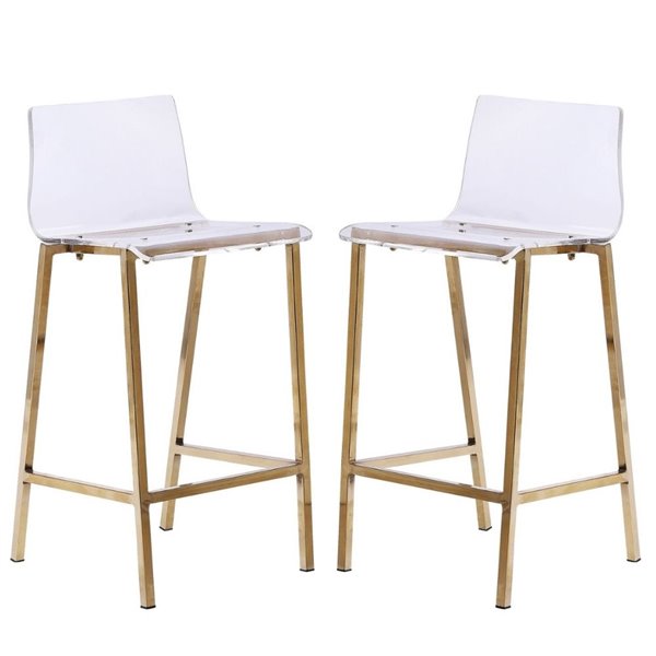 Plata Import Sasha Modern Stool with - Set of 2 - Gold