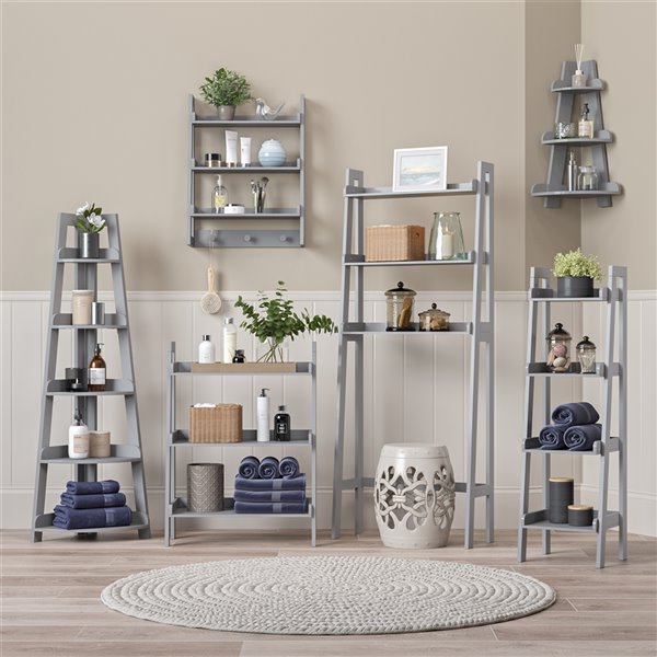 RiverRidge Home Amery 5-Tier Corner Ladder Shelf - Grey