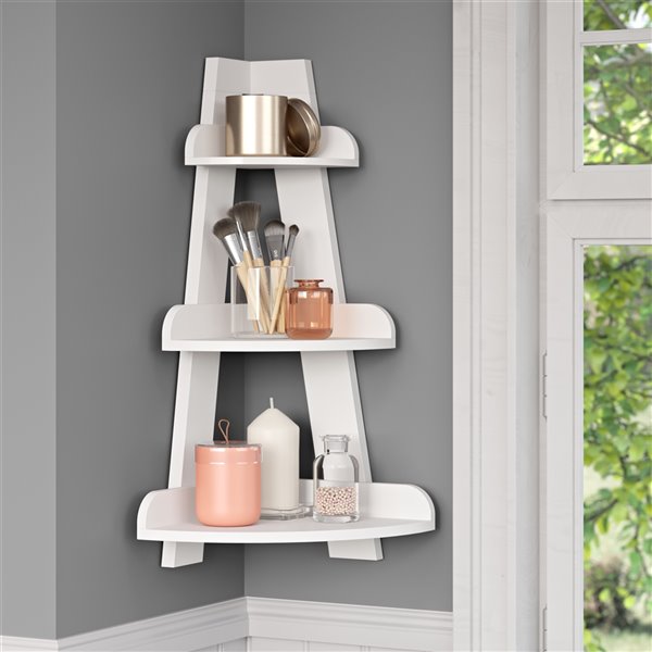 RiverRidge Home Amery Corner Ladder Wall Shelf - White