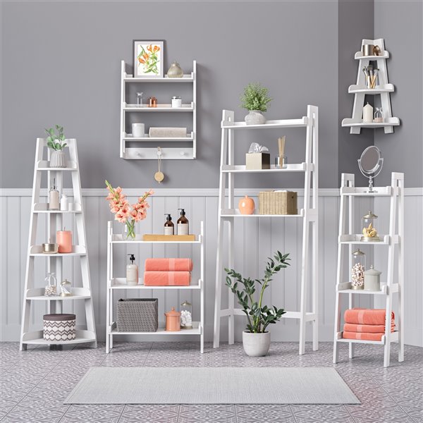 RiverRidge Home Amery Corner Ladder Wall Shelf - White