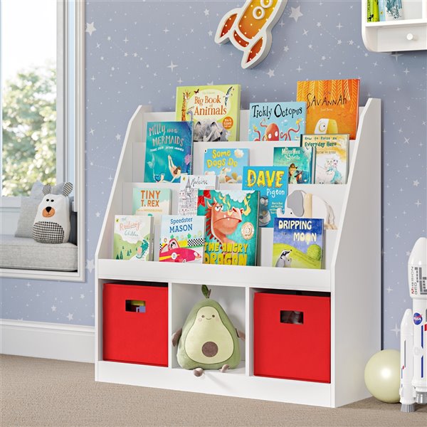 RiverRidge Home Kids Bookrack with 3 Cubbies - White