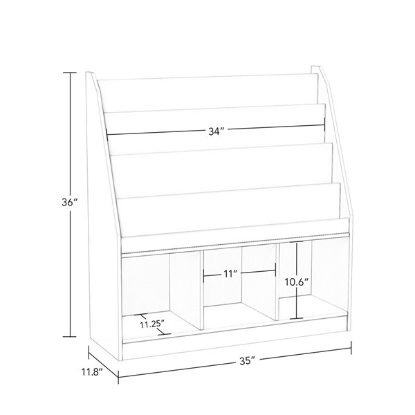 RiverRidge Home Kids Bookrack with 3 Cubbies - White