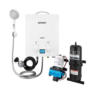 Onsen 5L 1.3 Gal/Min 32,000 BTU Outdoor Liquid Propane Tankless Water Heater with 3.0 Pump and 1.0L Accumulator