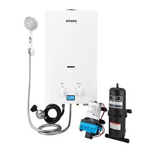 Onsen 10L 2.6 Gal/Min 75,000 BTU Outdoor Liquid Propane Tankless Water Heater with 3.0 Pump and 1.0-L Accumulator