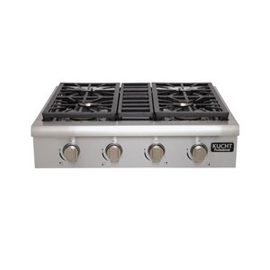 Plaque de cuisson au gaz naturel KUCHT, 4 brûleurs, 30 po x 27 po, acier inoxydable