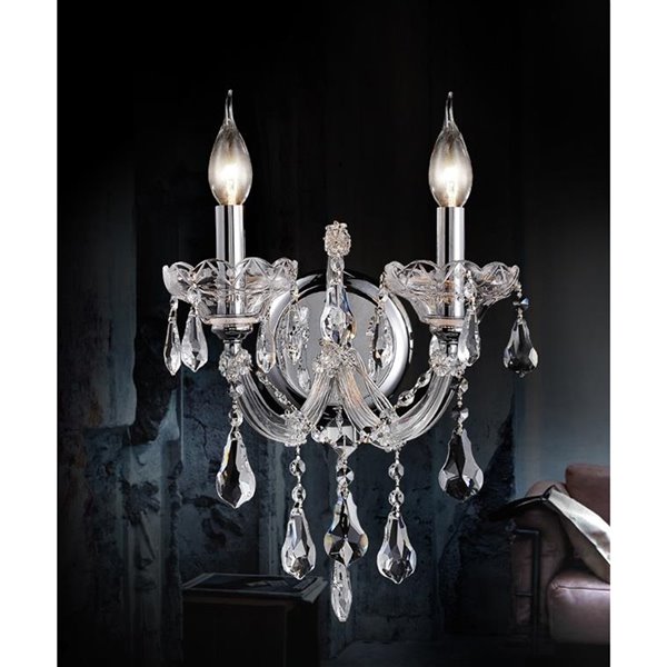 CWI Lighting Maria Theresa Traditional Wall Sconce - 2-Light - Chrome