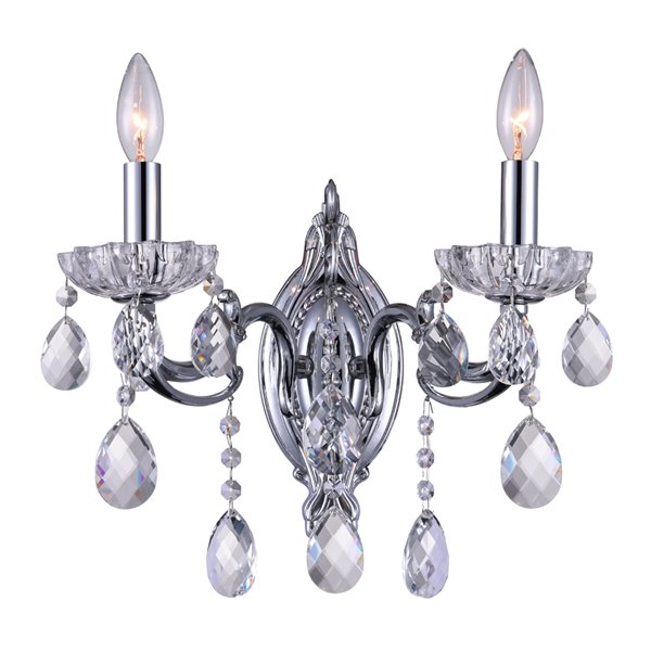 CWI Lighting Flawless Traditional Wall Sconce - 2-Light - Chrome