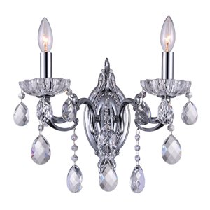 CWI Lighting Flawless Traditional Wall Sconce - 2-Light - Chrome