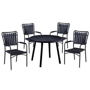 Oakland Living Outdoor Faux Wood Patio Set - 5 Pieces - Black