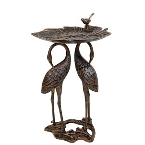 Oakland Living 2 Crane Lily Bird Bath - Antqie Bronze