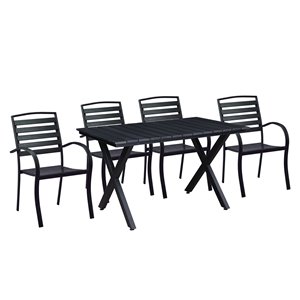 Oakland Living Rectangular Dining Table - 5 Pieces - Black