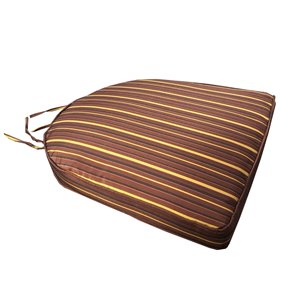 20 x 19 Outdoor Patio Dining Chair Cushion in Burgundy, Red and Yellow Stripes with Ties