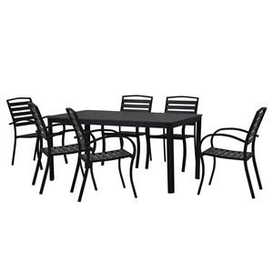 Oakland Living Outdoor Steel Dining Set - 7 Pieces - Black