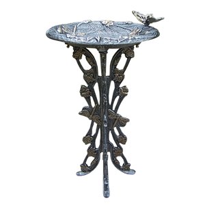 Oakland Living Butterfly Dragonfly Bird Bath - Antique Pewter
