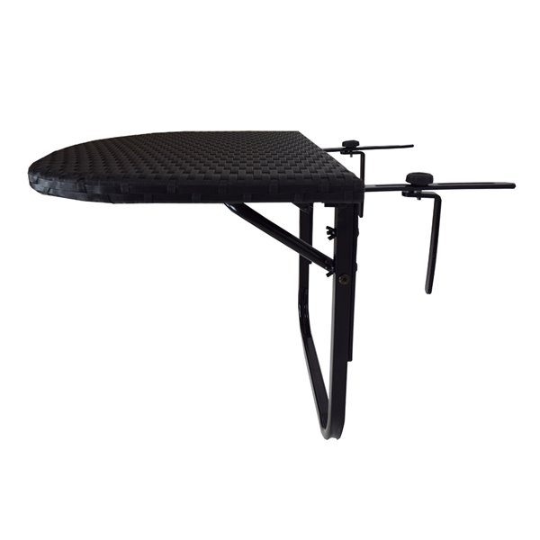 Oakland Living Foldable Wicker Balcony Table with Adjustable Clamps - Black