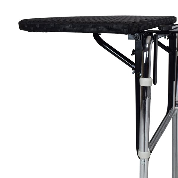 Oakland Living Foldable Wicker Balcony Table with Adjustable Clamps - Black