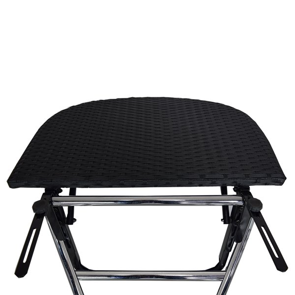 Oakland Living Foldable Wicker Balcony Table with Adjustable Clamps - Black